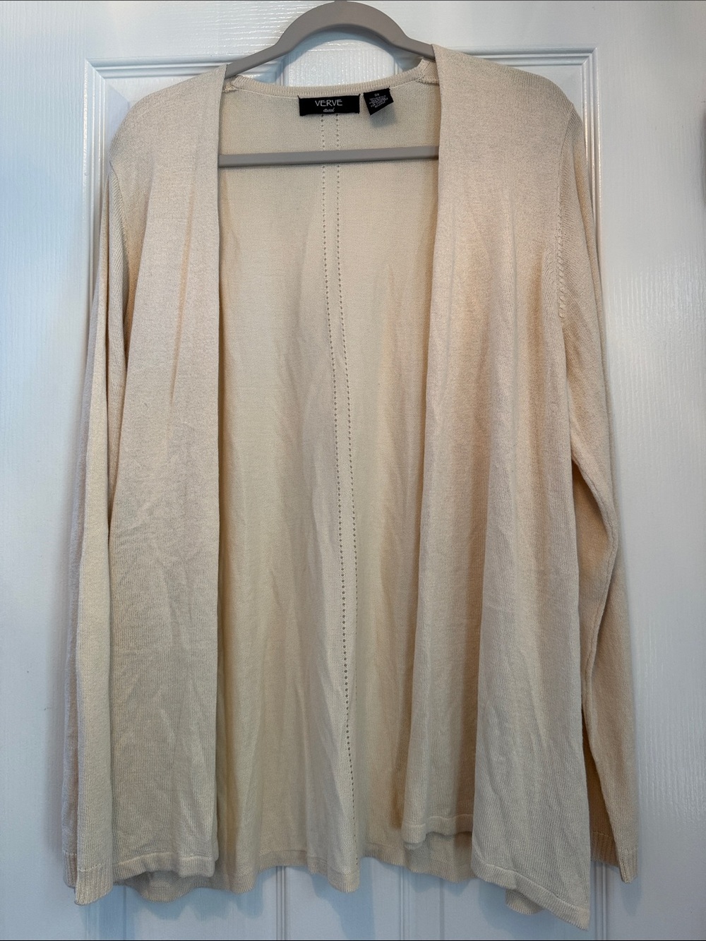 Open-Front Cream Lightweight Cardigan Sweater